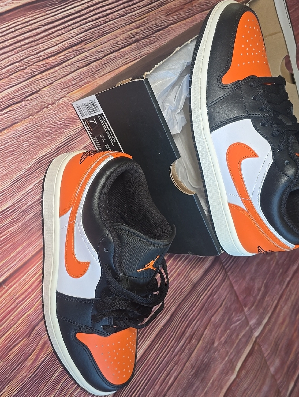 Mens Air Jordan 1 Low-Top Sneakers - Black/Orange/White